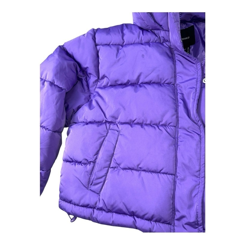 Forever 21 Women’s Winter Full Zip Fashion Puffer Jacket Size Large Purple - Picture 10 of 11